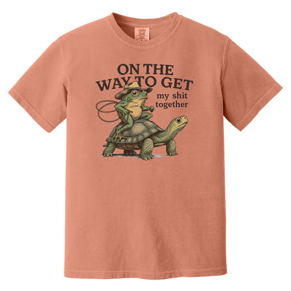 On the way to get my Shit Together - Funny Frog & Turtle Comfort Colors ® Heavyweight Ring Spun T-shirt