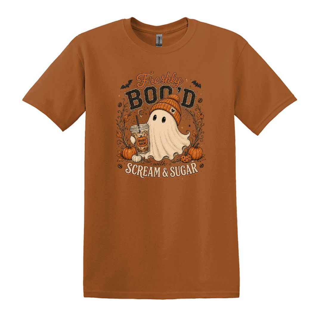 Freshly Boo'd | Scream & Sugar - Fall themed Heavy Cotton Unisex T-shirt