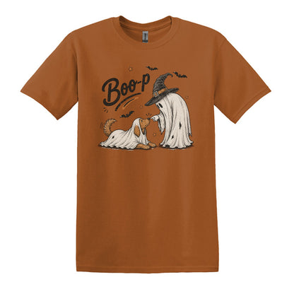 BOO-P! - Adorable Ghost and Dog Heavy Cotton Unisex T-shirt
