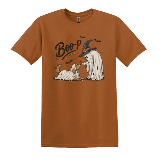 BOO-P! - Adorable Ghost and Dog Heavy Cotton Unisex T-shirt