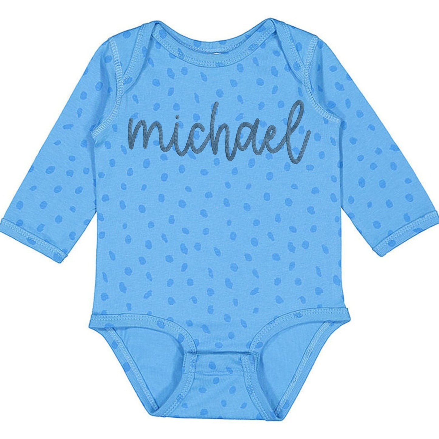 Faux Embroidery Baby Name - Infant Long Sleeve Bodysuit