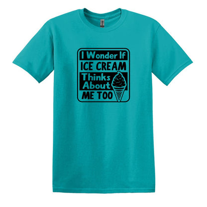 I wonder if Ice Cream thinks about me too - Adult Unisex Soft T-shirt