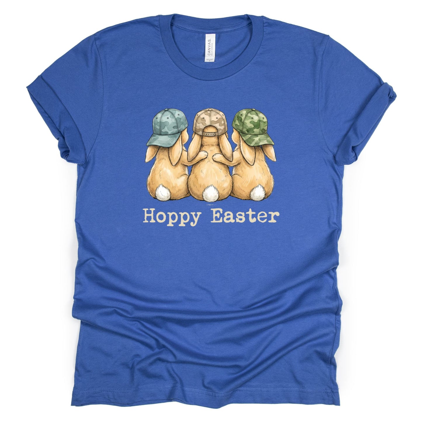 Hoppy Easter - Bunnies with Camo Hats - BELLA+CANVAS ® Unisex Jersey Short Sleeve Tee