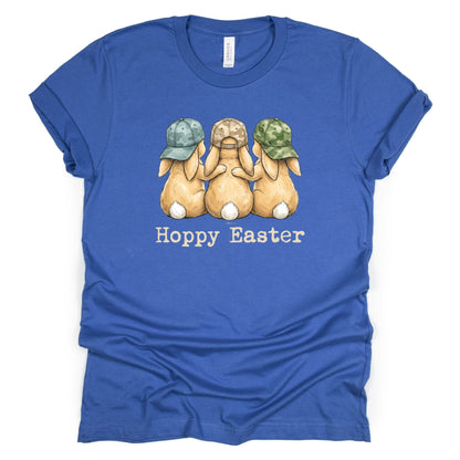 Hoppy Easter - Bunnies with Camo Hats - BELLA+CANVAS ® Unisex Jersey Short Sleeve Tee