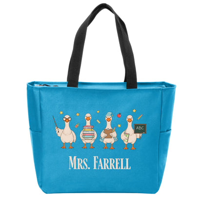 Teacher Goose Port Authority® Essential Zip Tote - Personalize with your Teacher's Name