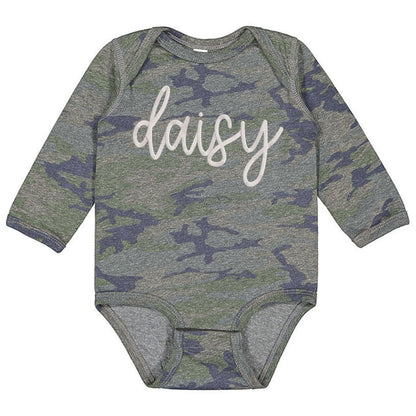 Faux Embroidery Baby Name - Infant Long Sleeve Bodysuit