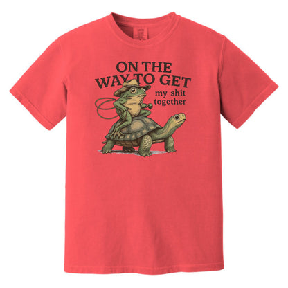 On the way to get my Shit Together - Funny Frog & Turtle Comfort Colors ® Heavyweight Ring Spun T-shirt