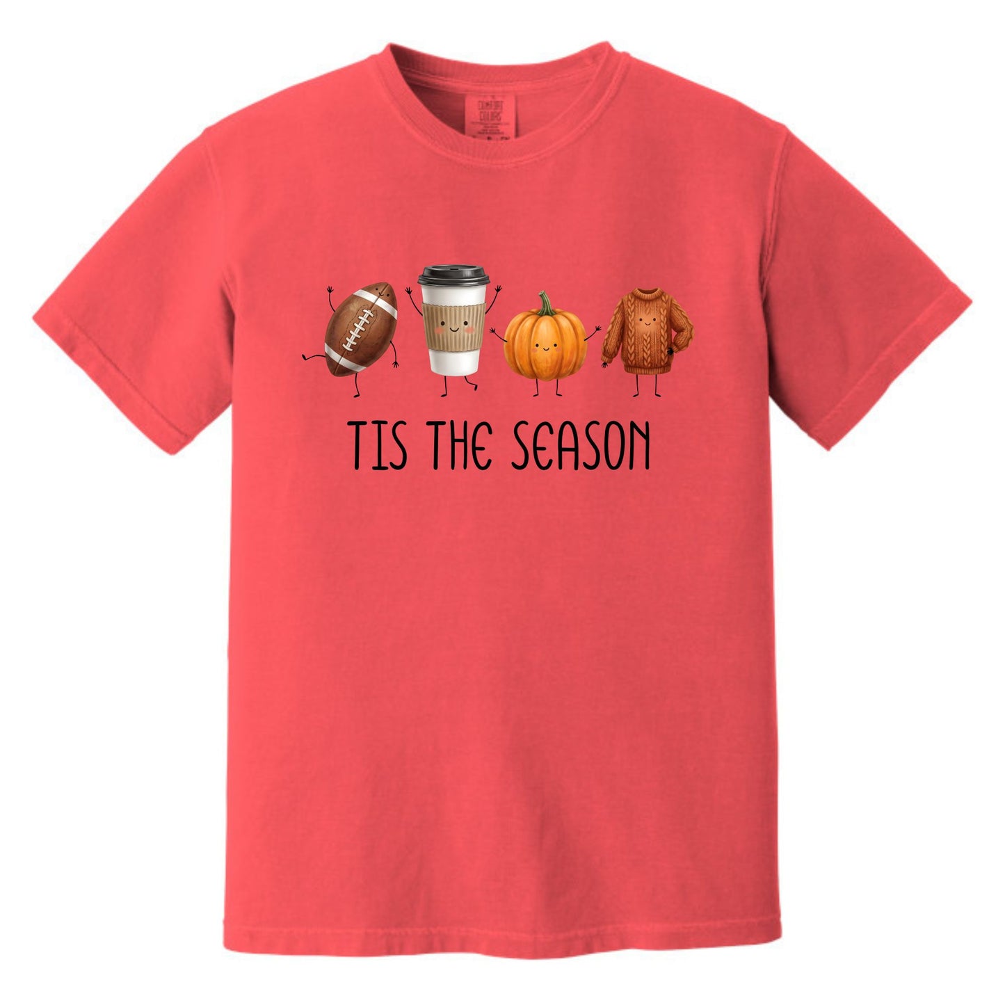 Tis' The Season | Football, Coffee, Pumpkins & Sweaters | Comfort Colors® Doodle Art T-Shirt