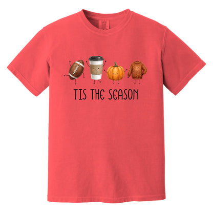 Tis' The Season | Football, Coffee, Pumpkins & Sweaters | Comfort Colors® Doodle Art T-Shirt