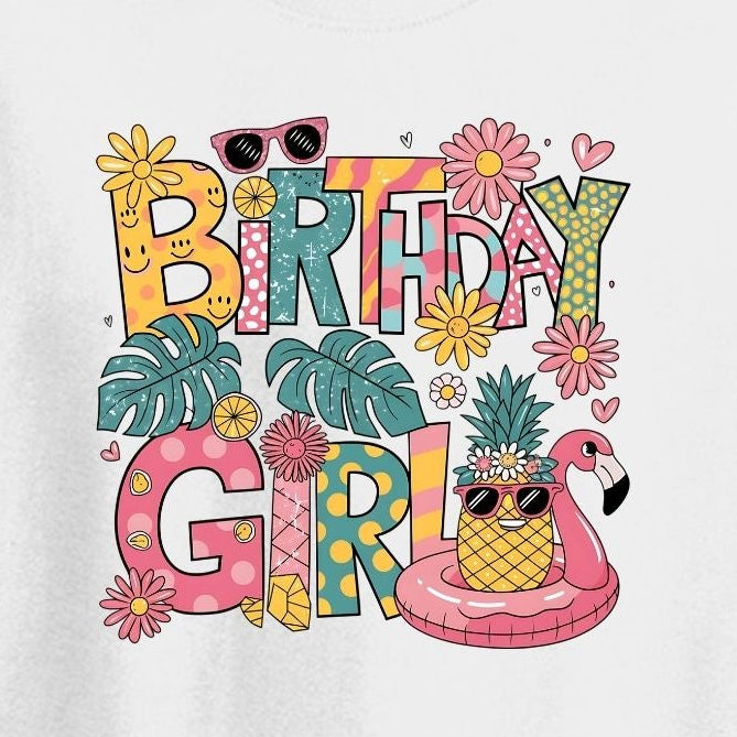 Birthday Girl Tropical Family Tees - Available in Adult, Youth, Toddler & Infant sizes