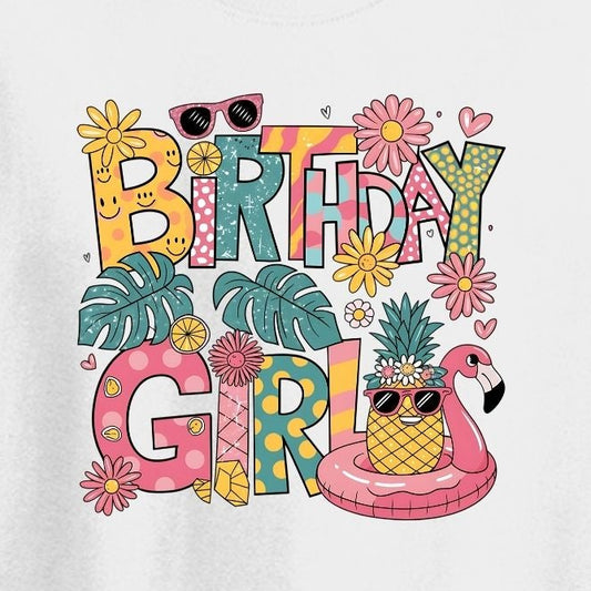 Birthday Girl Tropical Family Tees - Available in Adult, Youth, Toddler & Infant sizes