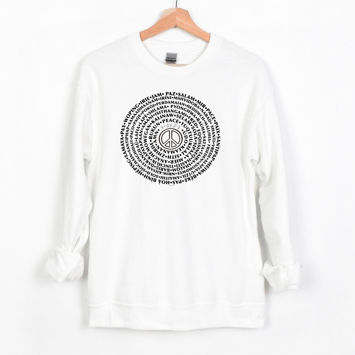 Can You Say PEACE - Gildan Crewneck - artwork designed by Cynthia NeJame