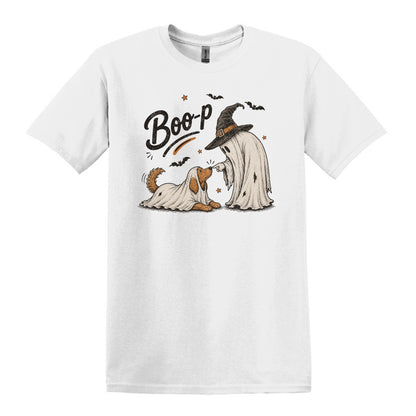 BOO-P! - Adorable Ghost and Dog Heavy Cotton Unisex T-shirt