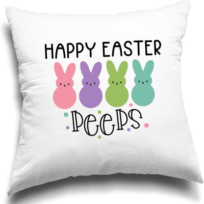 Happy Easter Peeps - Funda de almohada de Pascua de 18" x 18"
