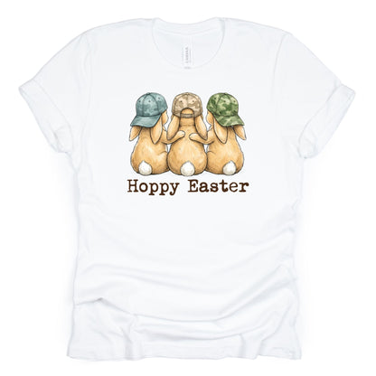 Hoppy Easter - Bunnies with Camo Hats - BELLA+CANVAS ® Unisex Jersey Short Sleeve Tee
