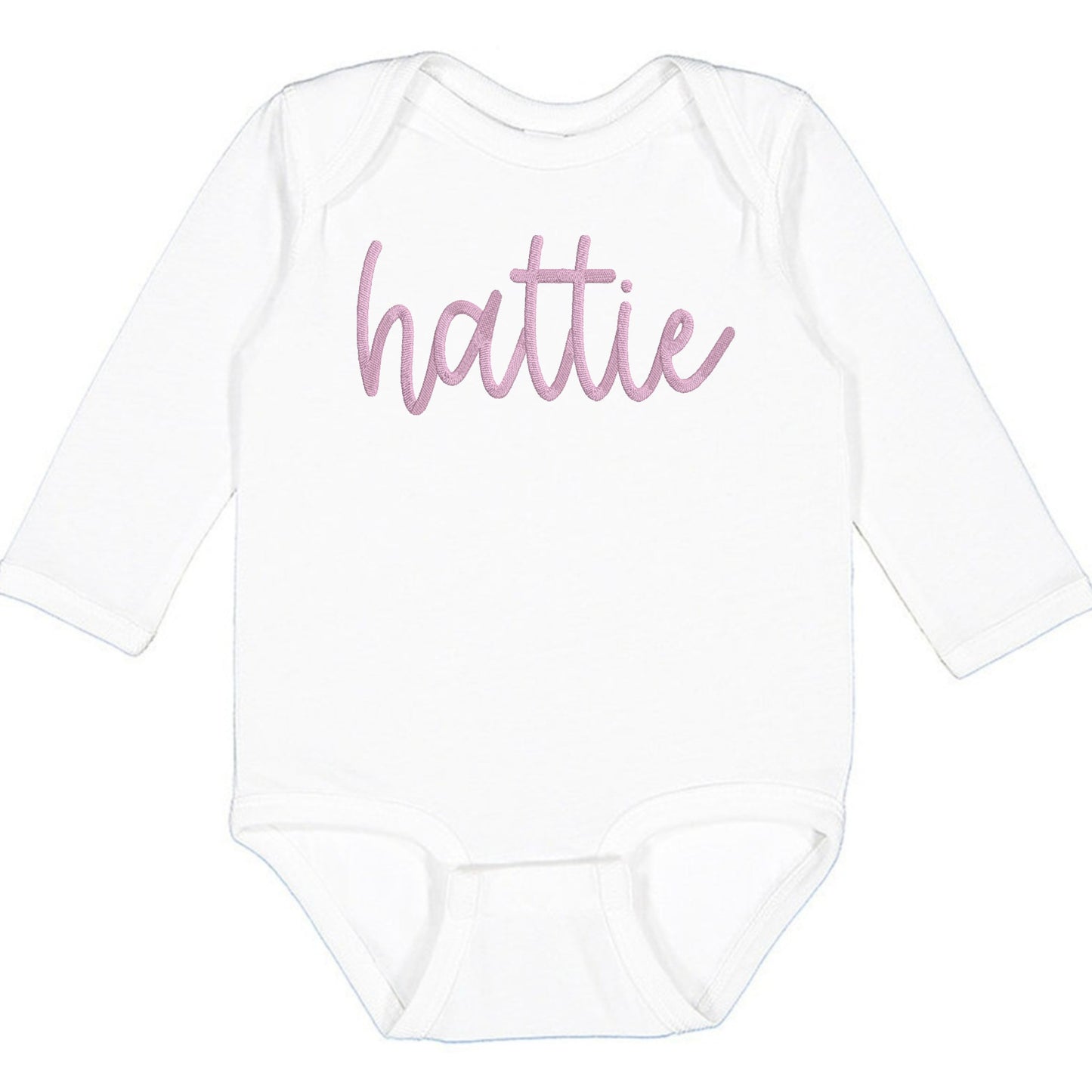 Faux Embroidery Baby Name - Infant Long Sleeve Bodysuit