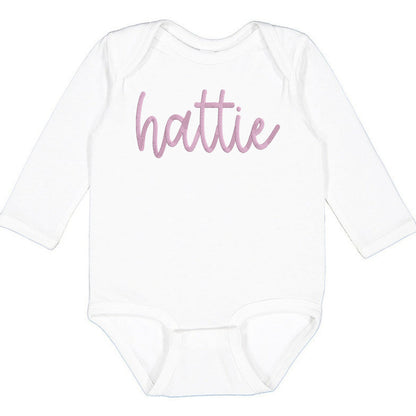 Faux Embroidery Baby Name - Infant Long Sleeve Bodysuit