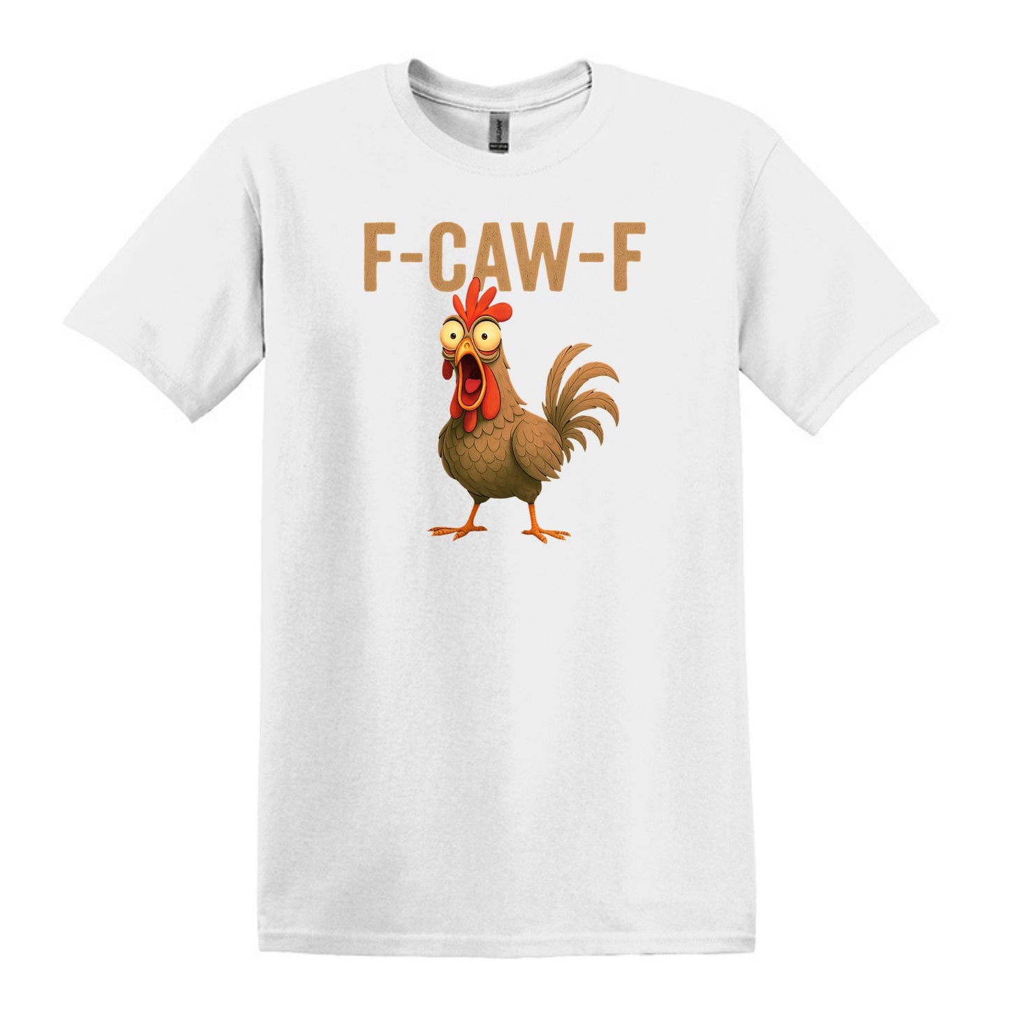 FUNNY ROOSTER T-SHIRT = F-CAW-F