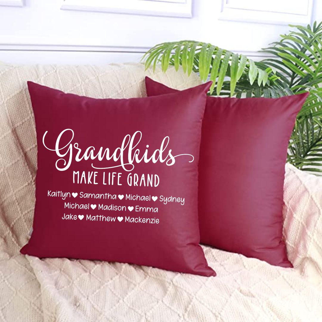 Grandkids Make Life Grand - 18" x 18" Personalized Pillow Cover