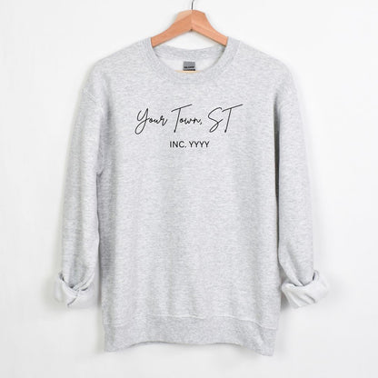 Your Hometown Comfy Crewneck Sweatshirt - Customize with your own Home Town!