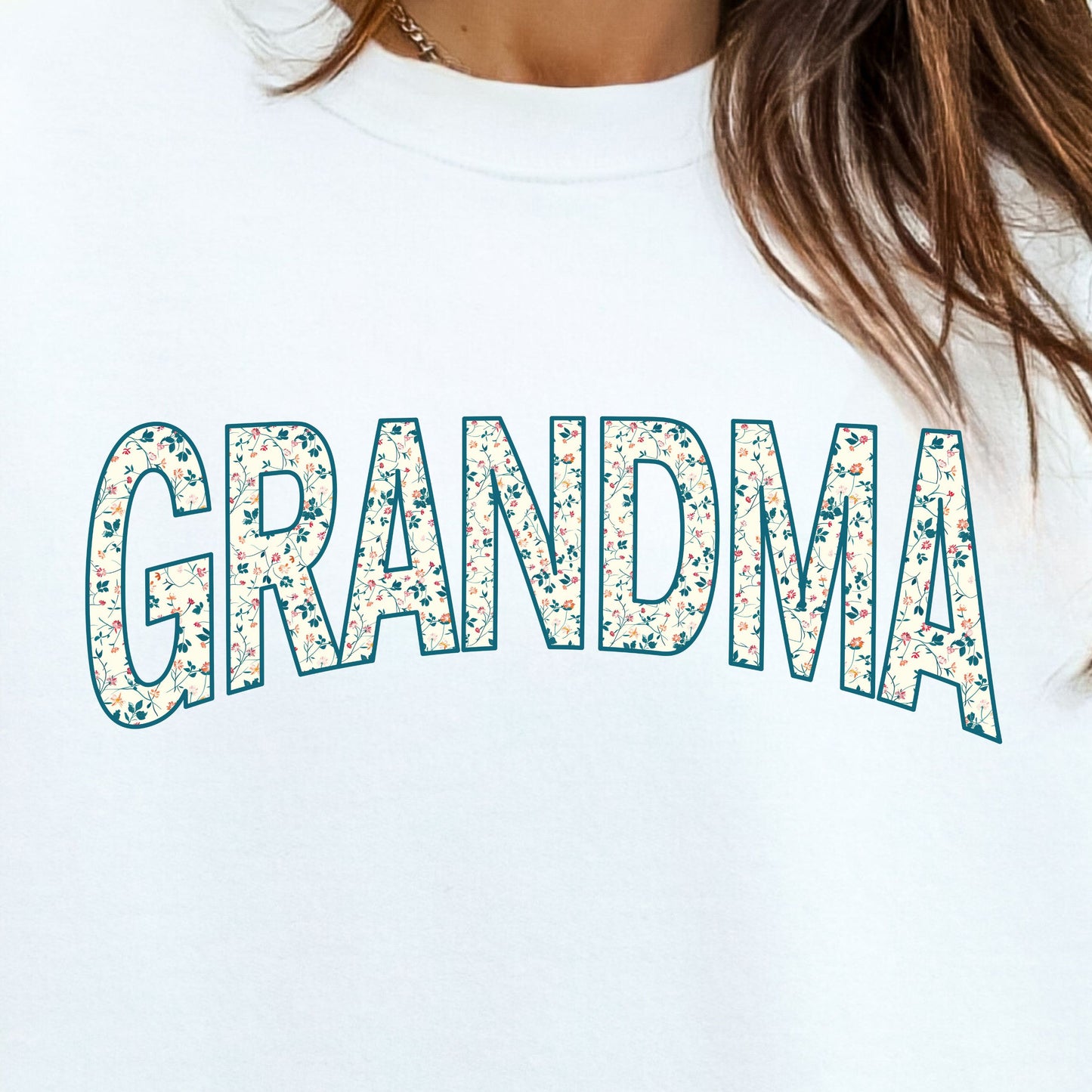 Tiny Flowers Heavy Blend Crewneck for Grandma - Choice of Name and Flowers