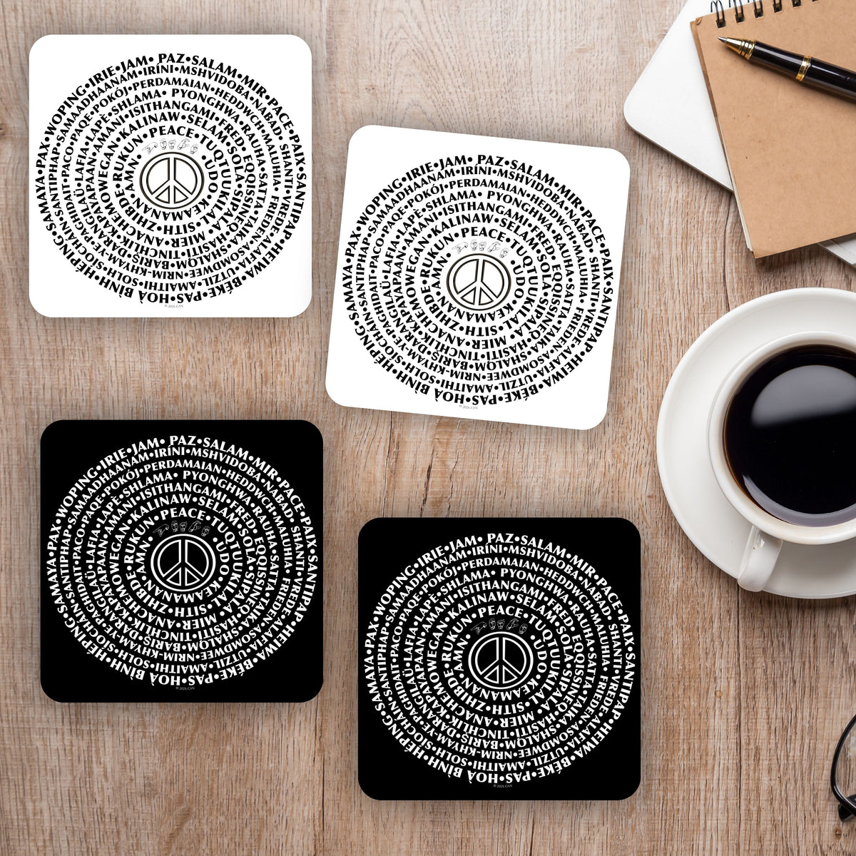 CAN YOU SAY PEACE - Coasters - MDF with cork backing - CAN YOU SAY PEACE LLC