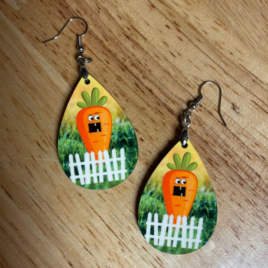 Creepy Carrot Earrings - Teardrop dangle earrings - 10 Faces to choose from!