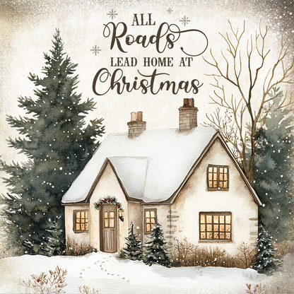 Golden Rustic Christmas - Set of 4 Square Coasters - MDF with cork backing