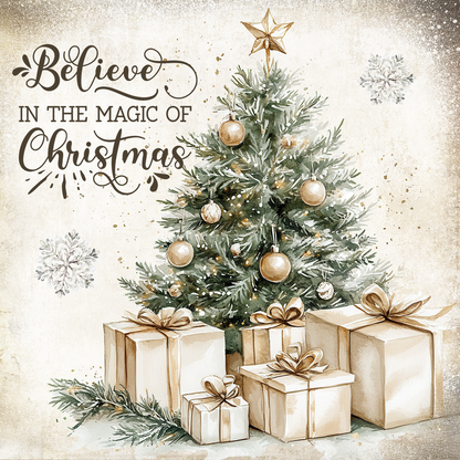 Golden Rustic Christmas - Set of 4 Square Coasters - MDF with cork backing