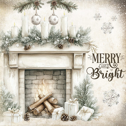 Golden Rustic Christmas - Set of 4 Square Coasters - MDF with cork backing