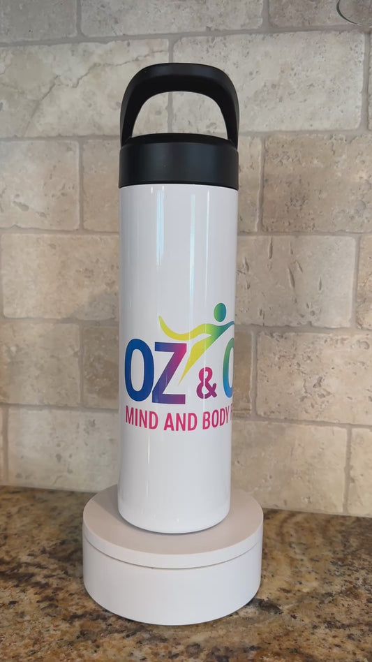 Stainless Steel Double Wall Water Bottle with Handle - 20oz - Customizable!