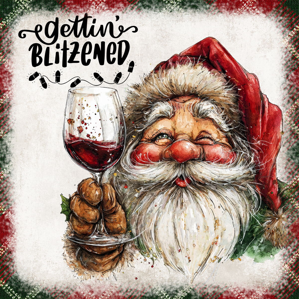 Funny Drinking Santa - Set of 4 Square Coasters - MDF with cork backing