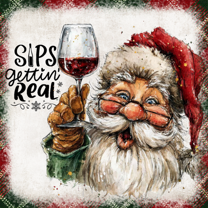 Funny Drinking Santa - Set of 4 Square Coasters - MDF with cork backing