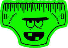 Creepy Underwear Sticker Bundle - Neon Green with Creepy Face - Permanent die cut laminated stickers