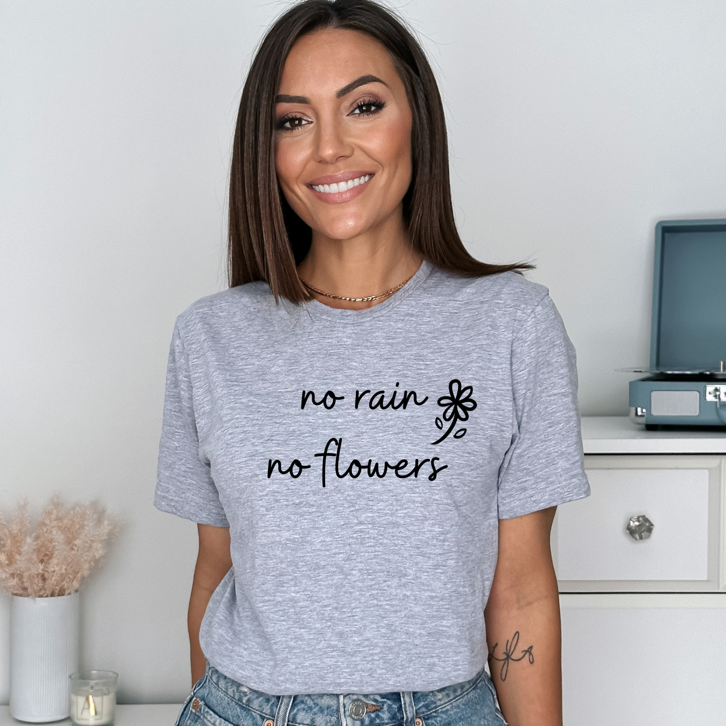 No Rain, No Flowers - Adult Unisex Soft Inspirational T-shirt