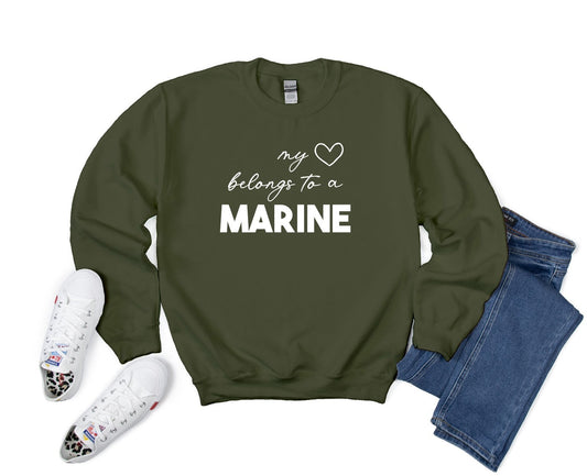 My heart belongs to a Marine - Crewneck Sweatshirt