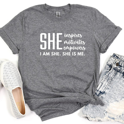 I am She.  She is me.  - Adult Unisex styled soft tee