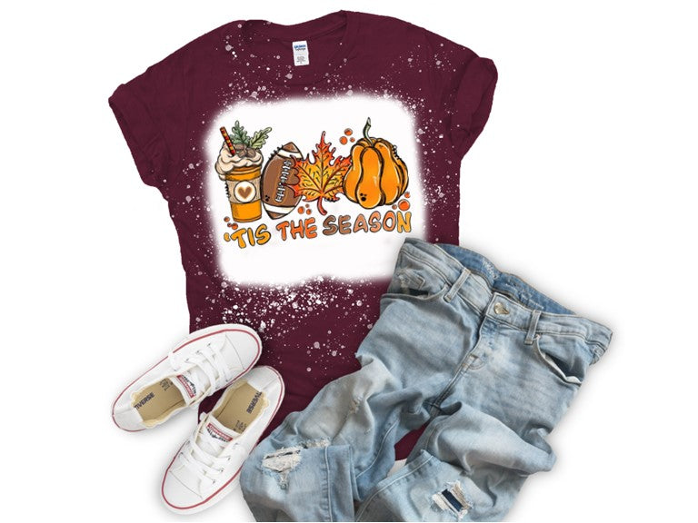 'tis the season...for PUMPKINS, FOOTBALL, LEAVES AND LATTES! - Bleached Tee