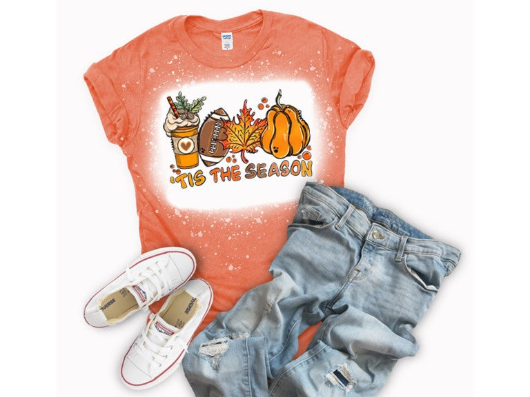 'tis the season...for PUMPKINS, FOOTBALL, LEAVES AND LATTES! - Bleached Tee