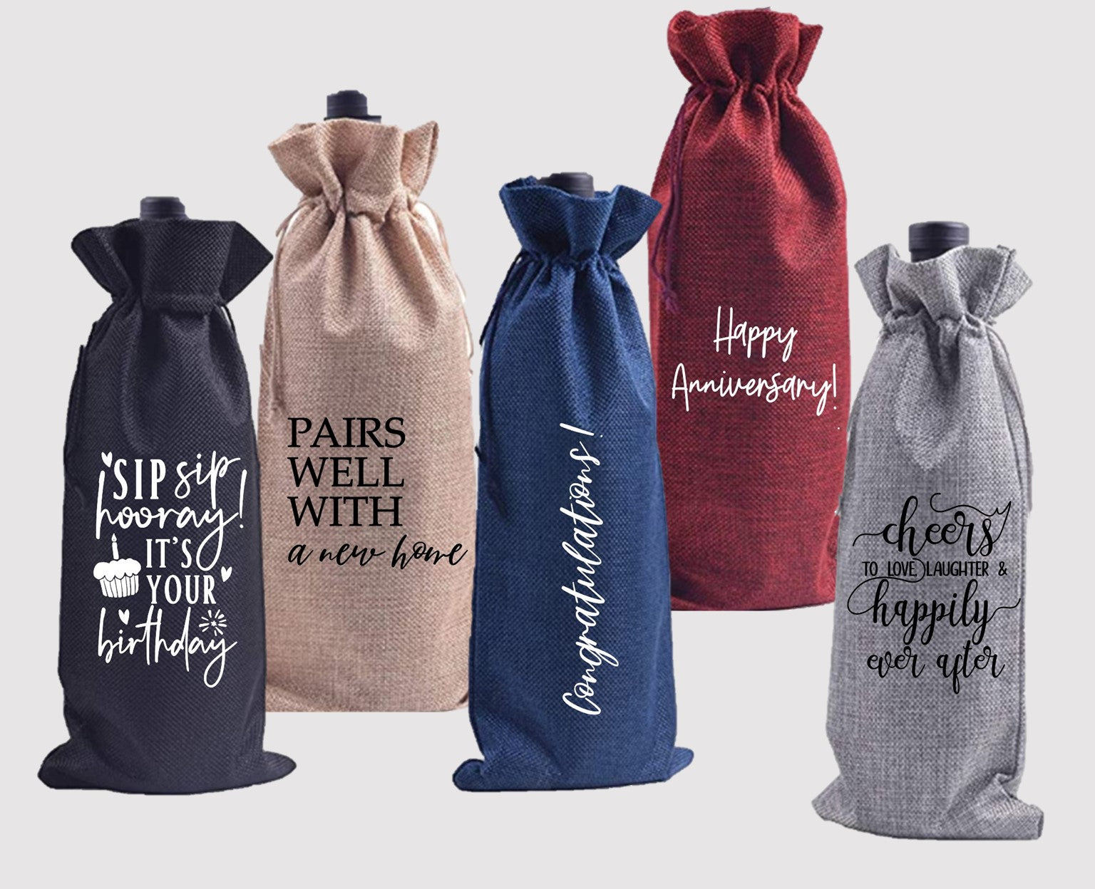 1pcs Red Wine Linen Coffee Color Handle Bag Wine Gift Box With Window  Single Double Bottle Cotton Hemp Strong Champagne Package - AliExpress