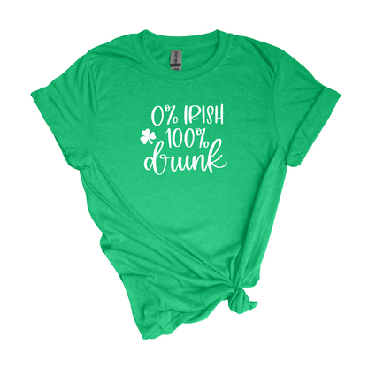 0% Irish.  100% Drunk. - St. Patrick's Day Adult Unisex Soft Tee