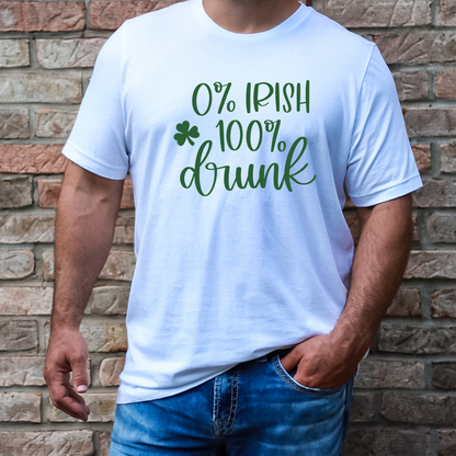 0% Irish.  100% Drunk. - St. Patrick's Day Adult Unisex Soft Tee